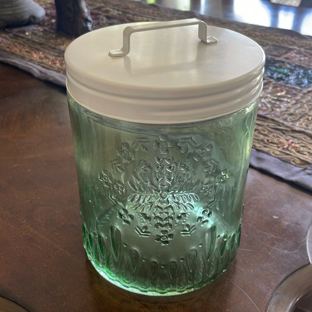Large cottagecore decorative glass jar